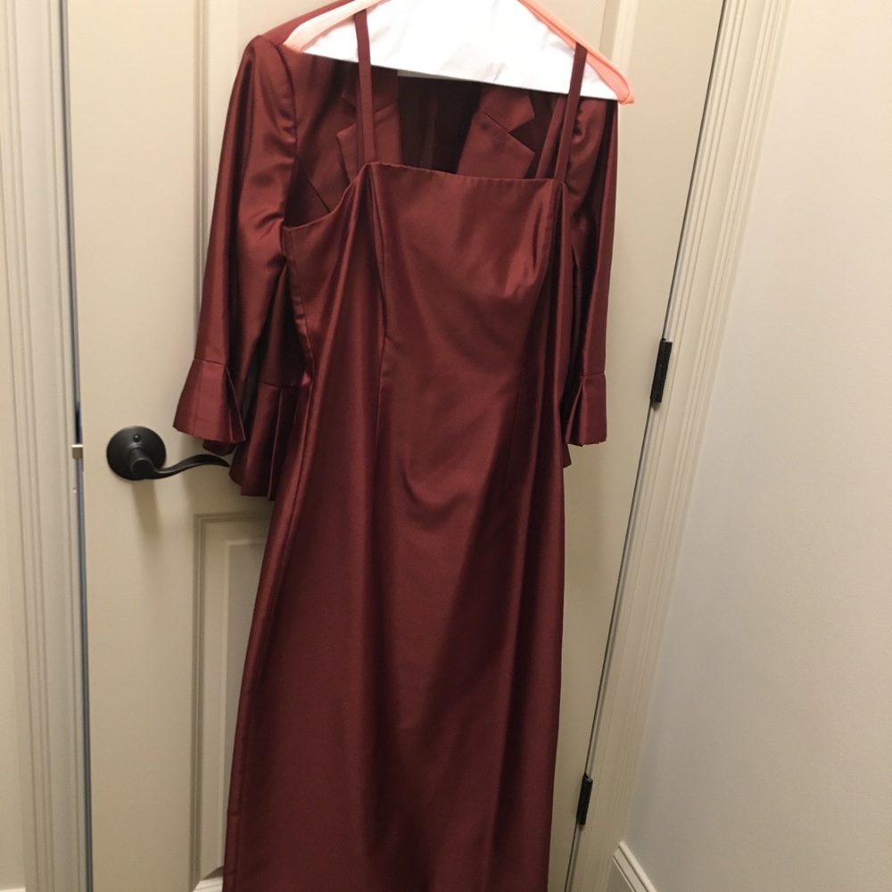 Slix Evenings Maroon Dress with Jacket Size 10